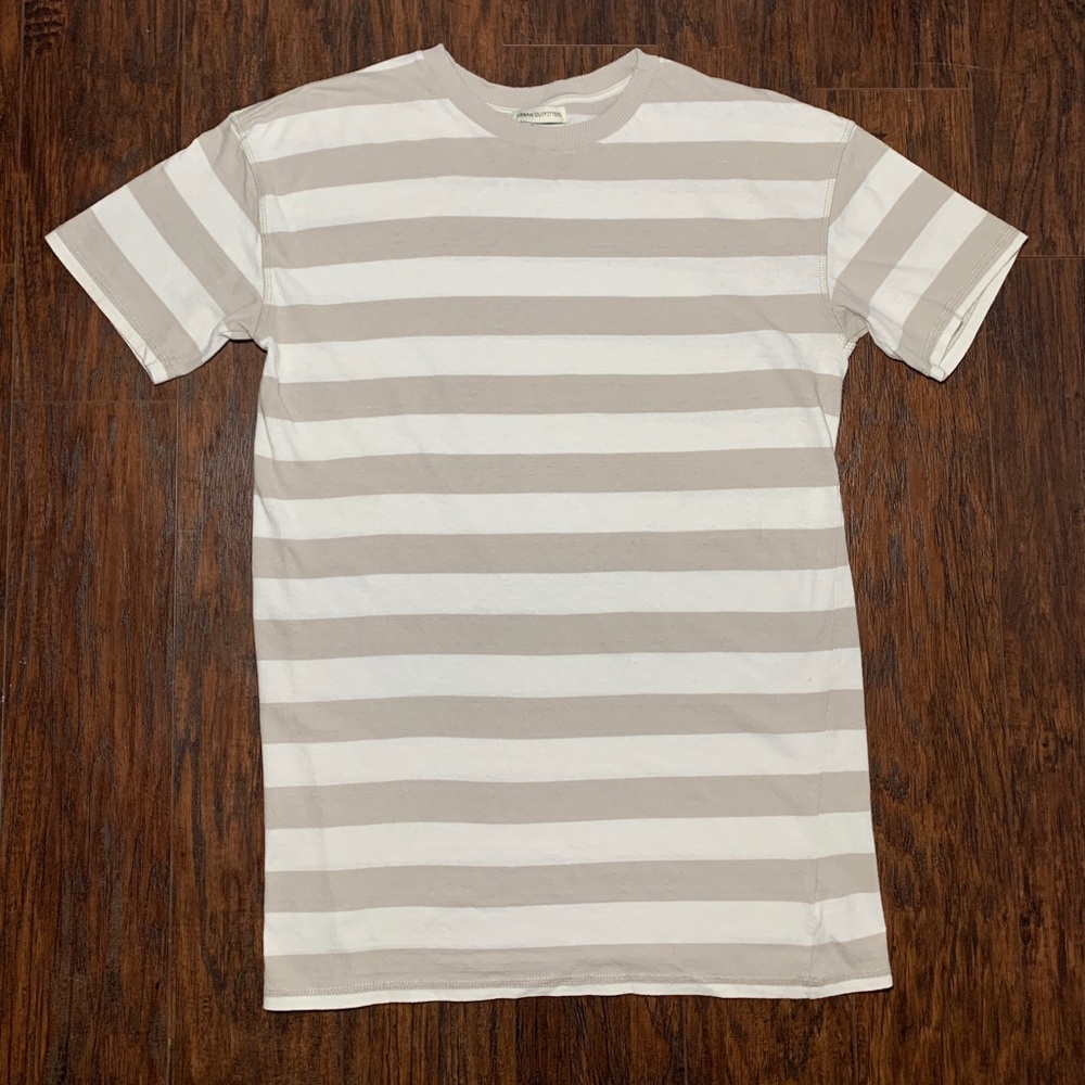 Urban Outfitters White/Tan Striped T-shirt - Picture 1 of 5